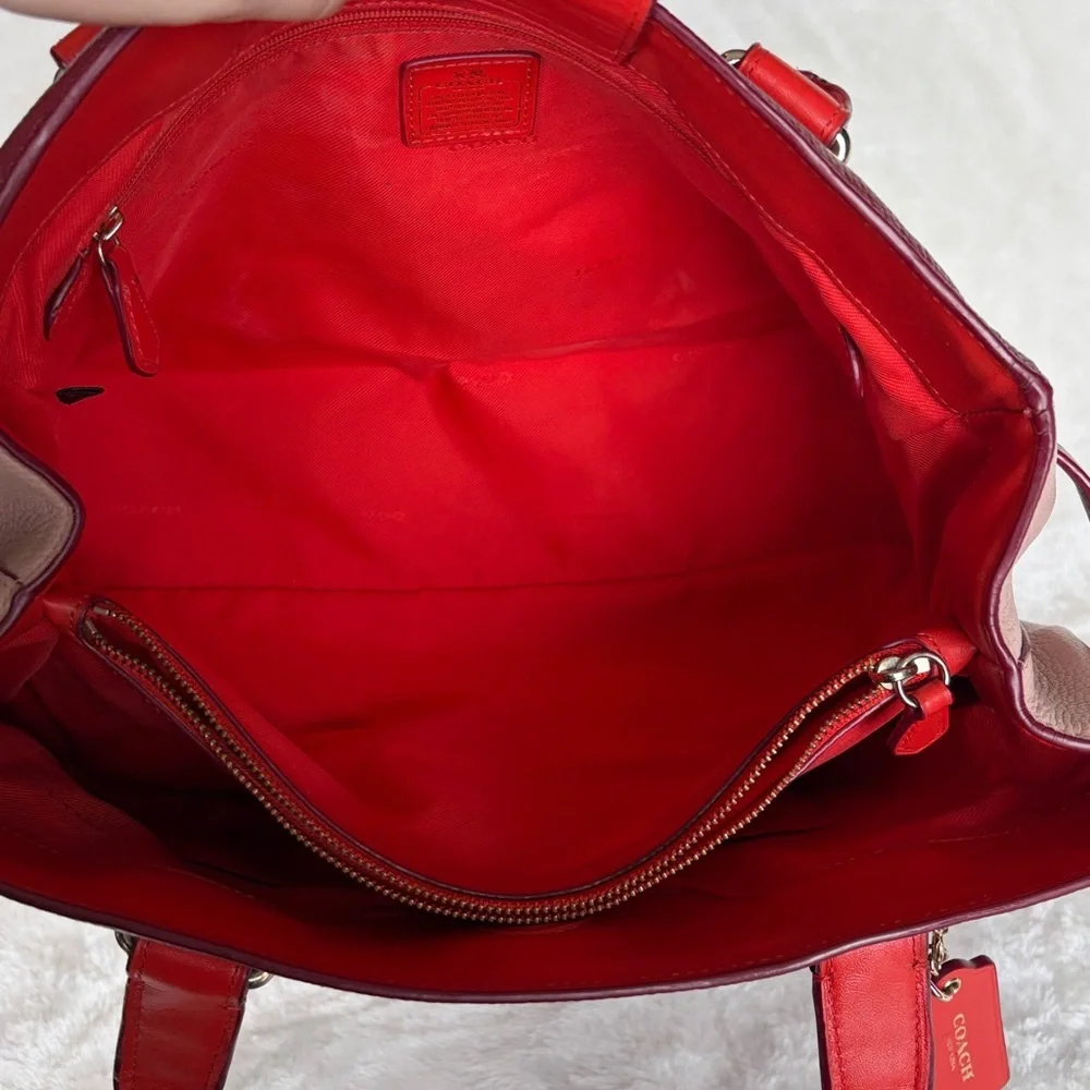 Coach Swagger Carryall Colorblock Pebbled Leather Satchel Bag